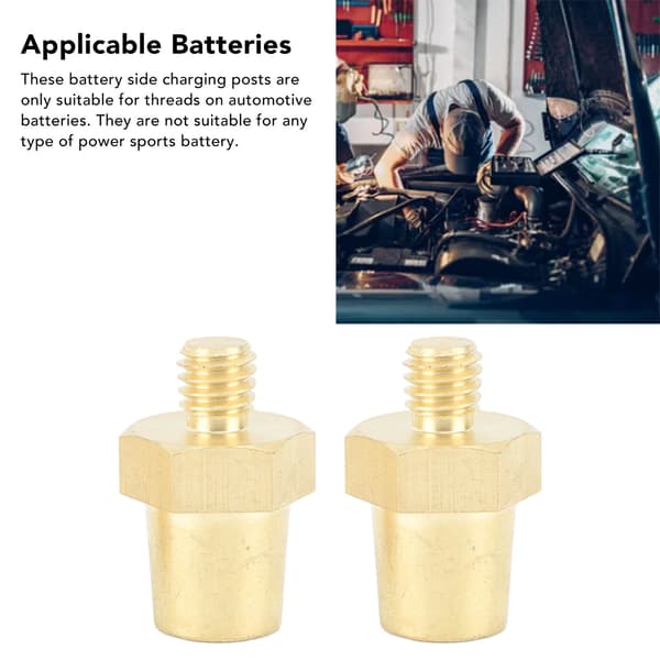 Et par messing batterisideterminaler opladningsstolper passer til 9,2 mm positive og negative batterikabelterminaler