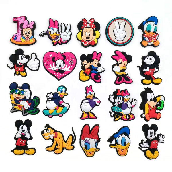 Söt tecknad Mickey Minnie hål sko blomdekor DIY, 20 pi