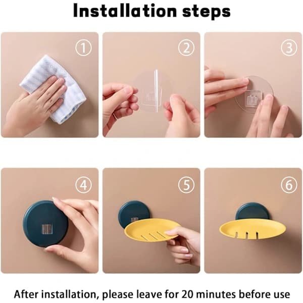 1 Soap Dish, Self-Draining Soap Holder, No Drilling Required, with Drainage, Suitable for Bathroom and Kitchen, Wall Mounted.