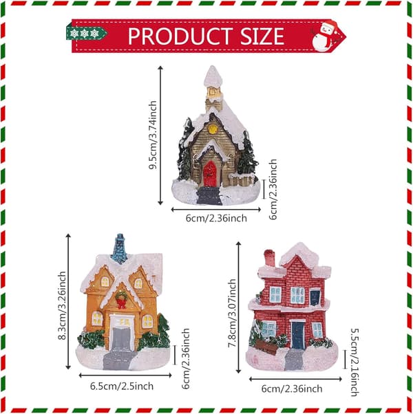 Julbyhus Set 3 st LED-belysning Julpynt Kit Jul Resin Ornament Byggnader Scen Jul_tfrf