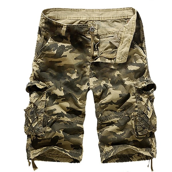 Herrenshorts Multi Pocket Cargo Byxor Lös Casual Khaki L zdq