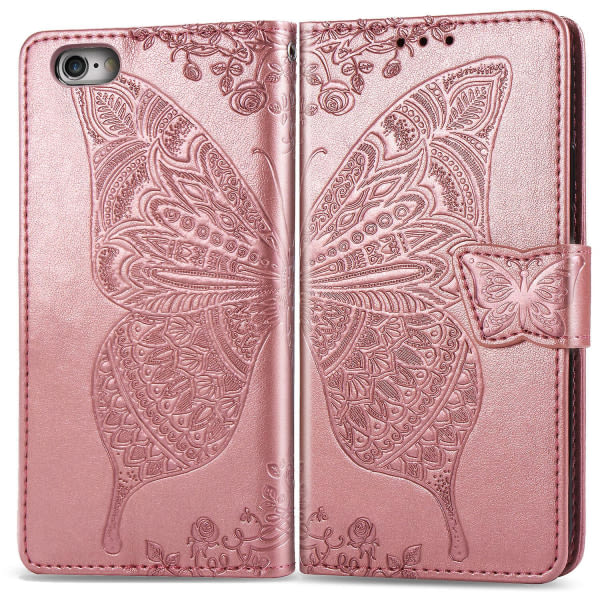 Kompatibel med Iphone 6 Case Flip Cover Præg Butterfly Soft Tpu Shockproof Shell Slim - Rose Gold null ingen
