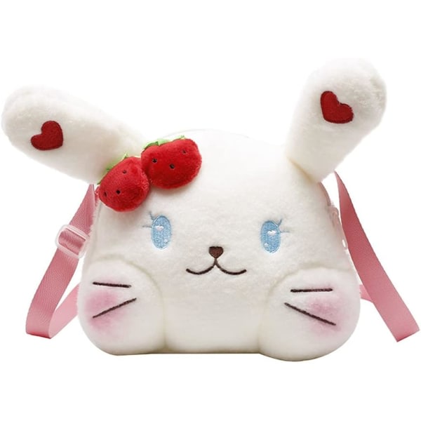 Plysch Crossbody-väska Japansk Kawaii Strawberry Bunny Plysch Crossbody-väska Mjukdjur Crossbody-väska för tjejer kvinnor