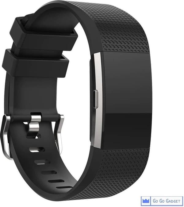 Urrem | passer til Fitbit Charge 2 | sportsarmbånd i silikone | aktivitetstracker | sort | stor