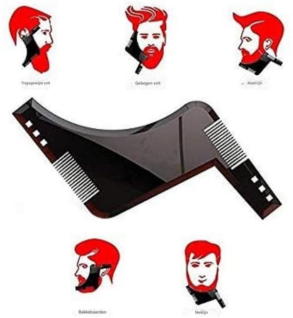 Beard Comb - Beard Shaping and Styling Stencil Tool - Shaping Tool - Black - 2 pieces