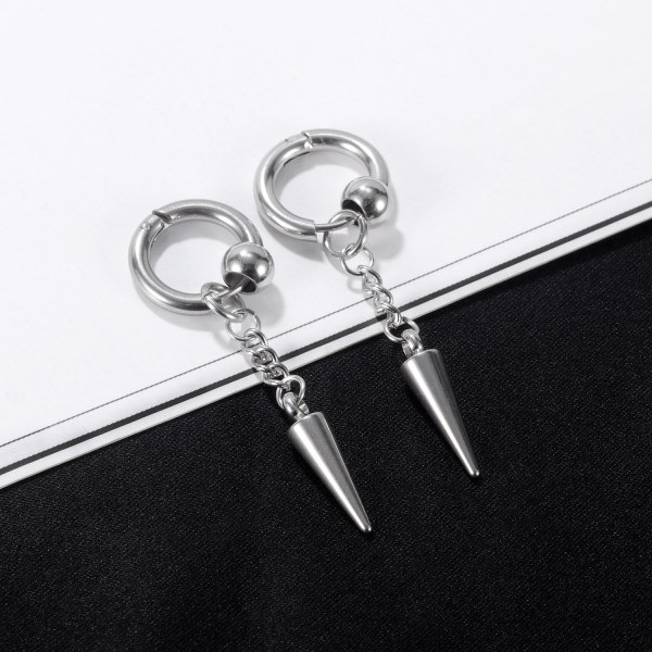 Spetsiga hängsmycke Hoop örhängen for women män Silverhängen