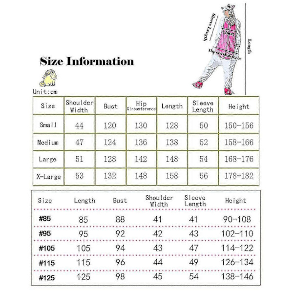 Pegasus Clothing Enhjørning Pyjamasdragt Kigurumi Jumpsuit - Perfekt Pink Pink 105