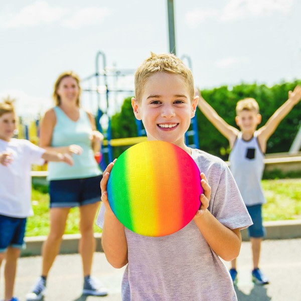 Lekplatsbollar Kickbollar 8,5 tum Regnbågslekplatsboll Set för barn och vuxna Dodgeball Kick Balls Handboll (4-pack)