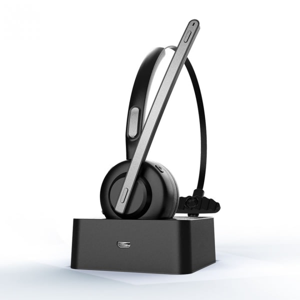 Trucker Bluetooth-headset med mikrofon, laddningsbas, mute-funktion för hemkontorssamtal, stark batteritid