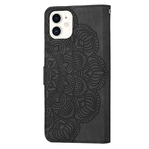 Mandala-präglat flipfodral i läder för iPhone 12 mini