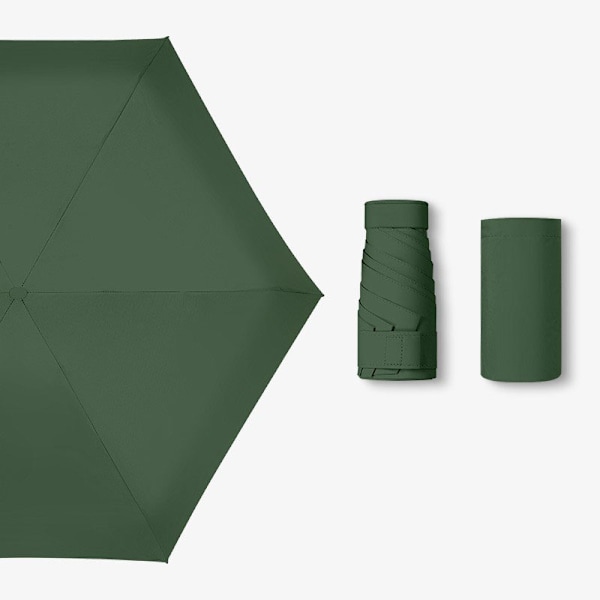 Rejseparasoll, Mini Rejseparasoll Foldbar Solparasoll Vindtæt Regnbeskyttelse Stærk Let Lille Kompakt Kvinders Parasoller Anti-UV Dark green