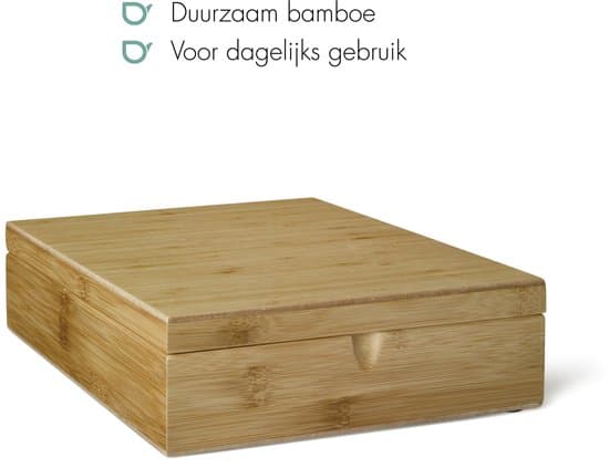Bambus Teæske, 9 Rum Med Låg, Te-pose Organizer Til Teelskere, Naturlig