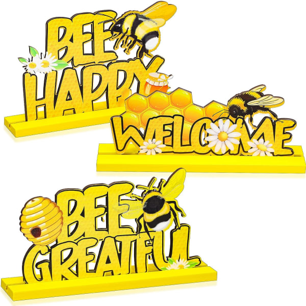 CDQ 3 delar Bee Bordsdekorationsskyltar Bee Klassrumsdekorationer for klassrummet Bee teema Klassrum
