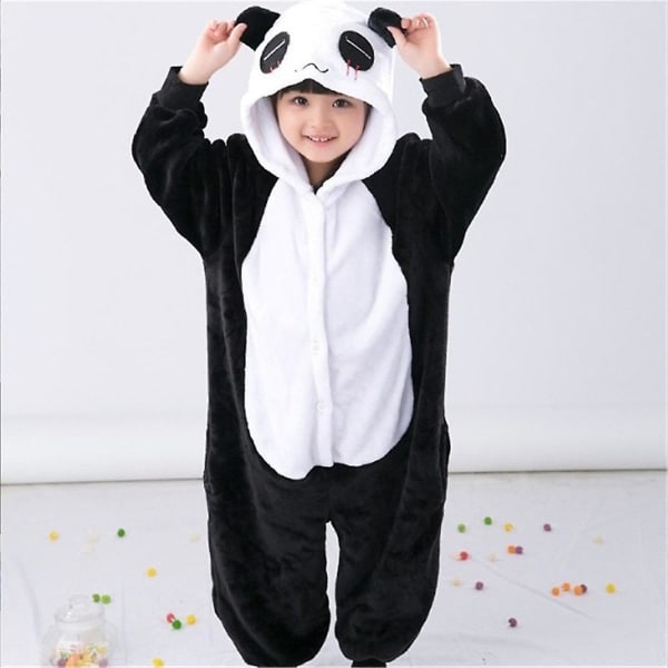 Unisex lasten flanelli Onesie-pyjamat, Cosplay-eläinpuku Yksikokoinen Halloween-yöasu Yöasut pojille tytöille Panda 4-5 vuotta