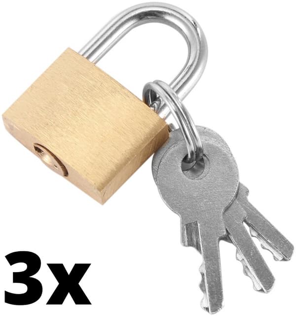 Padlock 3 parts - Suitcase lock - Key lock - Lock with key - 3 PARTS - Lock