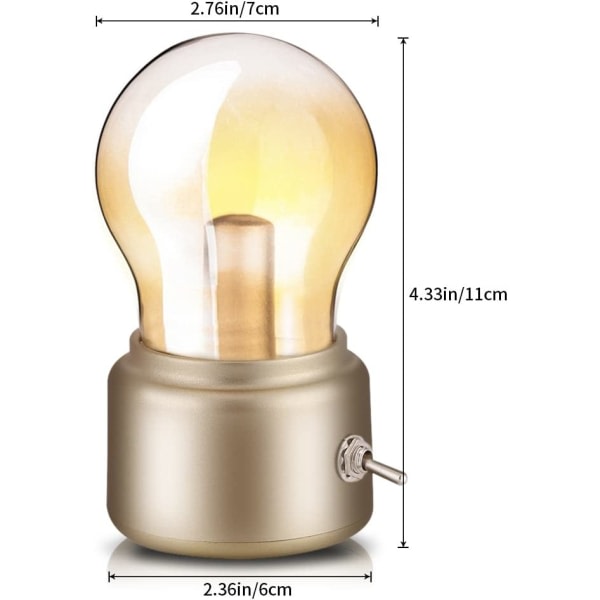 Retro glödlampa USB uppladdningsbar LED nattlampa Energibesparande