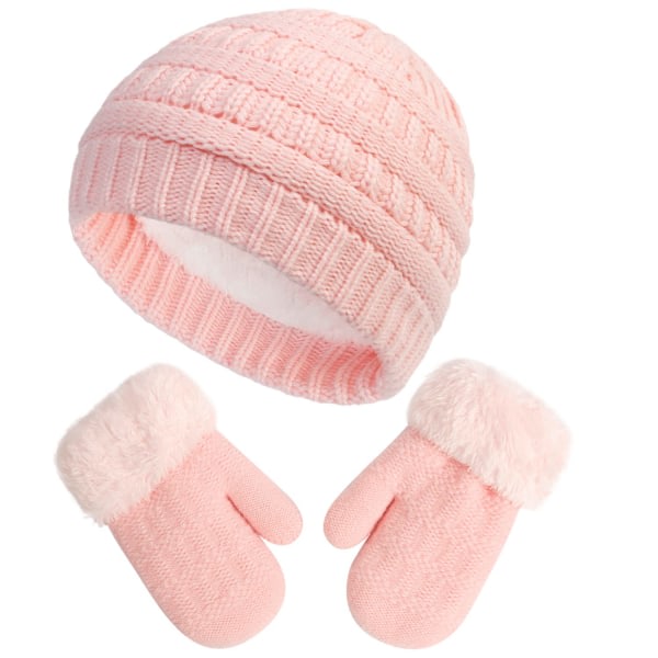 CDQ Vinterhatt og sæt til barn, med fleecefoder til flickor pojkar (rosa M 3-6 Jahre) Pink m