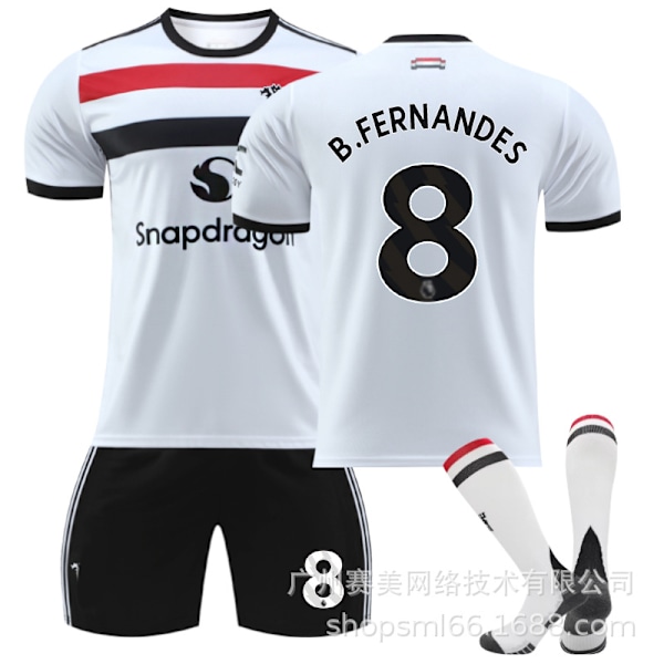 2425 Røde Djevler andre gjeste hvit fotballdrakt sett 10 Rashford 37 Menou 17 Ghana Joe 7 C Ronaldo herretrøye Størrelse 8 sokker Size 8 socks L