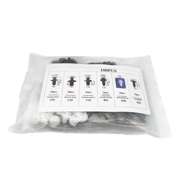 Auto Fastener Clip Blandet Bilkarosseri Push Retainer Pin Rivet Kofanger Dørbeklædning Panel Fastener Kit Bil Clips Box eller Pose emballage C 50Pcs with Tool