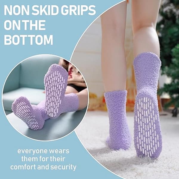 Fluffy Non-Slip Indoor Socks, Super Soft and Warm for Winter - Keeps Feet Warm