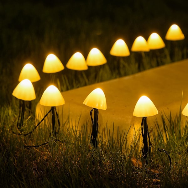 Solcelle-svampelamper til udendørs brug, 20 LED 11 meter Solcellelyskæder Vandtætte, 8 tilstande Solcellebelysning til have, terrasse, gårdhave, dekoration Warm White