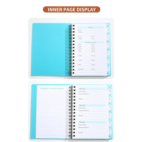 Password Block A6 - Grey - With Alphabet - Organizes Passwords - Notebook