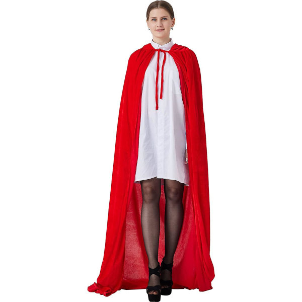 Hættekappe Kappe Halloween Cosplay Fuld Længde Lang Fløjl Til Mænd Kvinder Voksen