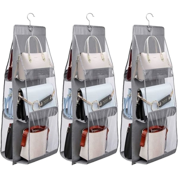 CDQ Paket med 3 hopfällbar hängande handväska förvaringsväska med 6 fack påshållare