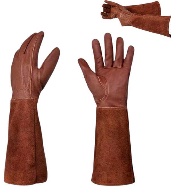 1 par - havehandsker til kvinder/mænd - tornresistente okselæder - rose-/brombærbeskæring - lang underarmsbeskyttelse, torn- og snit...