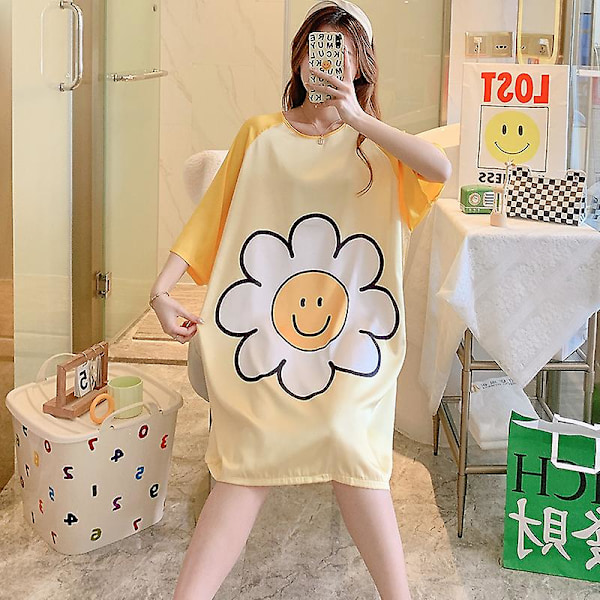 Sanrios Kawaii Cinnamoroll Is-Silke Nattlinne Sommar Kortärmad Tunn Mellanlång Plus Size Lös Pyjamas XL-storlek-170CM XL-size-170CM R2259