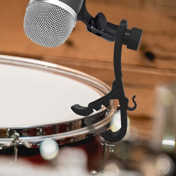 Trommemikrofonklemme Mikrofon Sikringsklemmer Monteringsholder Støtsikkert Musikinstrument Tilbehør (4stk, sort) zdq