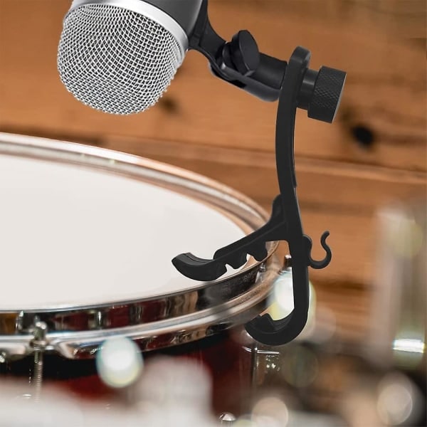 Trummikrofonklämma Mikrofon Säkringsklämmor Monteringshållare Stötsäker musikinstrumenttillbehör (4st, svart) zdq