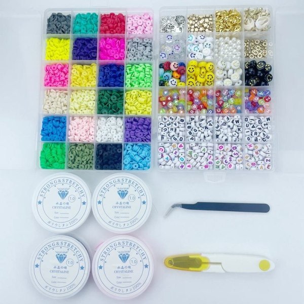 Flat Clay Beads Set Runde Polymer Clay Beads for DIY Smykkefremstilling Som vist på bildet