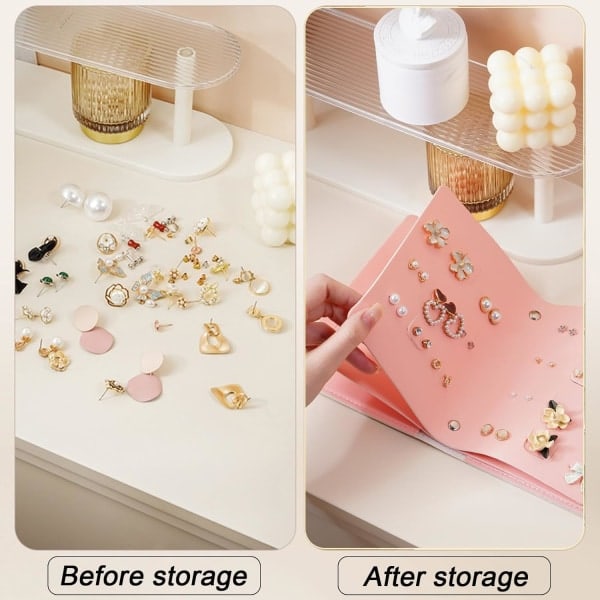 Øreringeholder Organizer med foldbart bogdesign Øreringe Bog Organizer, Bærbar Læder Rejse Øreringe Taske pink