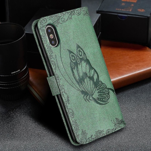 Yhteensopiva Iphone Xs Max Green Butterfly case kanssa none