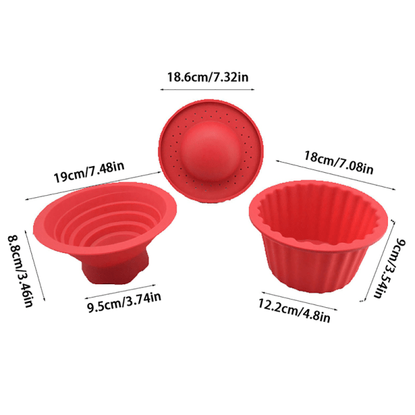 CDQ 3st/ Set Form Rund Cupcake Form Röd