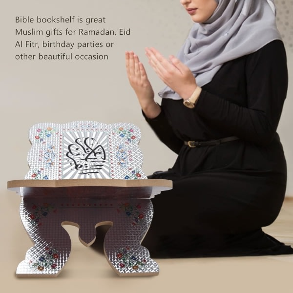 CDQ Vikbar koranhållare i trä, muslimsk arabisk kalligrafibibelhållare (vit) White