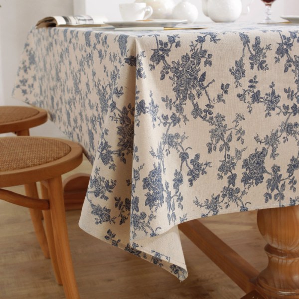 Snygg rektangulär bordsduk/ cover för kök matbord bordsdekoration Blå vattenväxt fyrkantig 55 X 55 tum