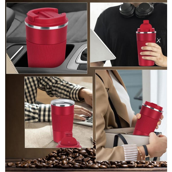 Kaffemugg 17oz - Isolerad kafferesemugg Spillsäker med läckagesäkert lock Vakuum termos kaffetumlare i rostfritt stål