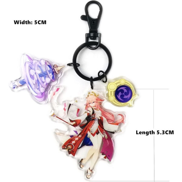 Söpö Genshin Impact Cosplay Akryylin Avaimenperä Lisävaruste Riippuva Avaimenperä Pelifaneille Lahja 8 x 5 cm (3,15 tuumaa x 1,97 tuumaa)