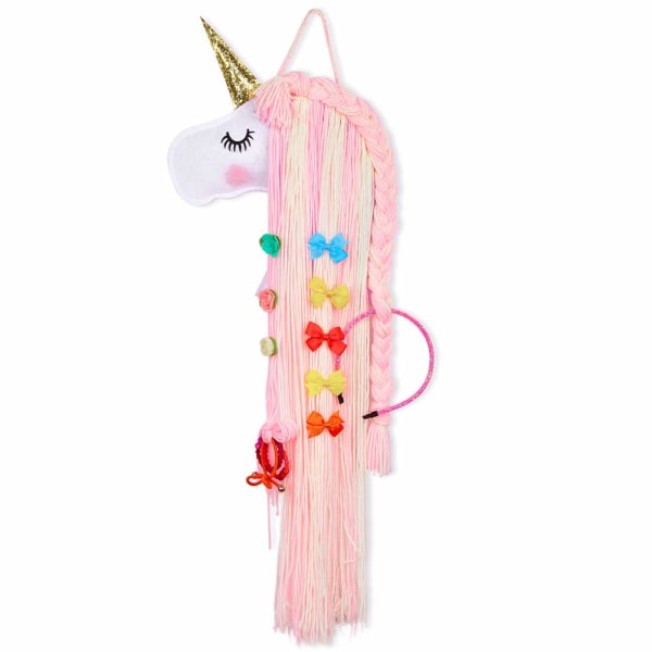 Unicorn hårbågehållare för flickor, hårklämmor Pannband Organizer Förvaring Unicorn vägghängande heminredning för flickor Rum rosa CDQ