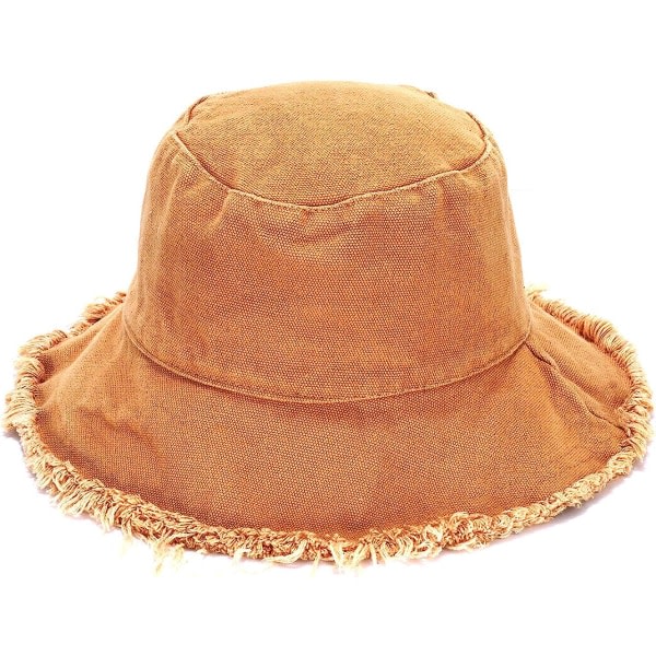 CDQ Solhattar för kvinnor sommar, Casual Wide Brim Bucket Hat i bomull