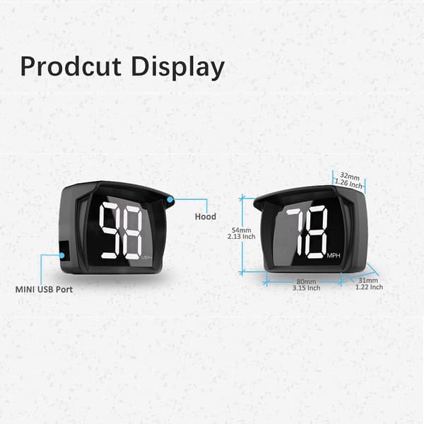 Generisk Head up Display Hastighetsmätare MPH för Bil Fordon Buss - Vit - Vit_tfrf
