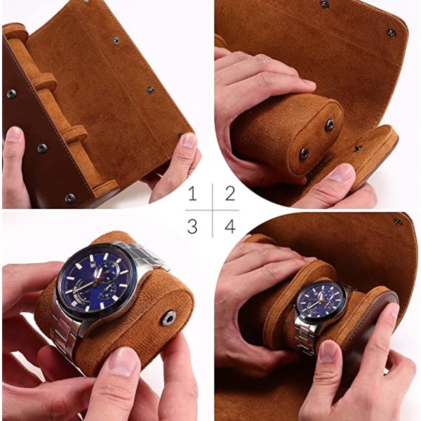 CDQ Travel Watch Case, Watch Box för män, 3 Slots Läder Watch Case