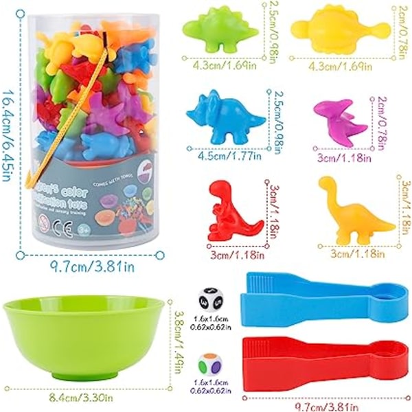 3 4 5 år gammal, räkne- och sorteringsleksak, finmotorisk sorteringslek Barn Pedagogisk leksaksfärgklassificering (dinosaurie) SQBB