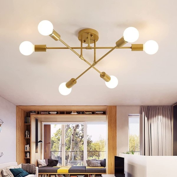 Moderni 5-haarainen LED-kattovalaisin E27-kattokruunu 70 cm olohuone kaikki valkoinen