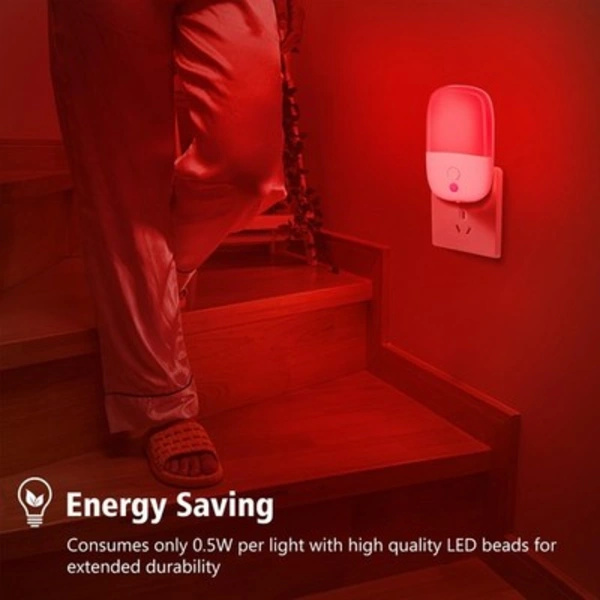 670nm Red Light Night Light Plug in, 2-pack Dimmable Night Light with Dusk