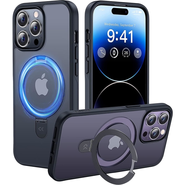 Iphone 14 Pro Max case , jossa on magneettinen näkymätön teline [sotilaallinen pudotussuoja] [yhteensopiva Magsafen kanssa] Iskunkestävä ohut