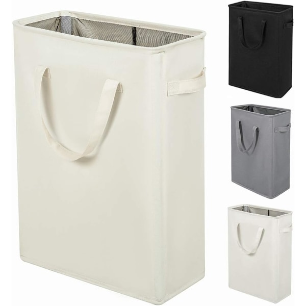 Ultratynn klesvask med håndtak, sammenleggbar kurv, tynn skittentøyspose, smal pose, sammenleggbar klut 45 L (53,34 cm, beige)