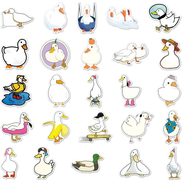 50 förpackningar Cartoon Duck Stickers Vattenflaskor Laptop Telefon Motorcykel Dator Gitarr Skateboard Hydroflasks Duck Vinyl